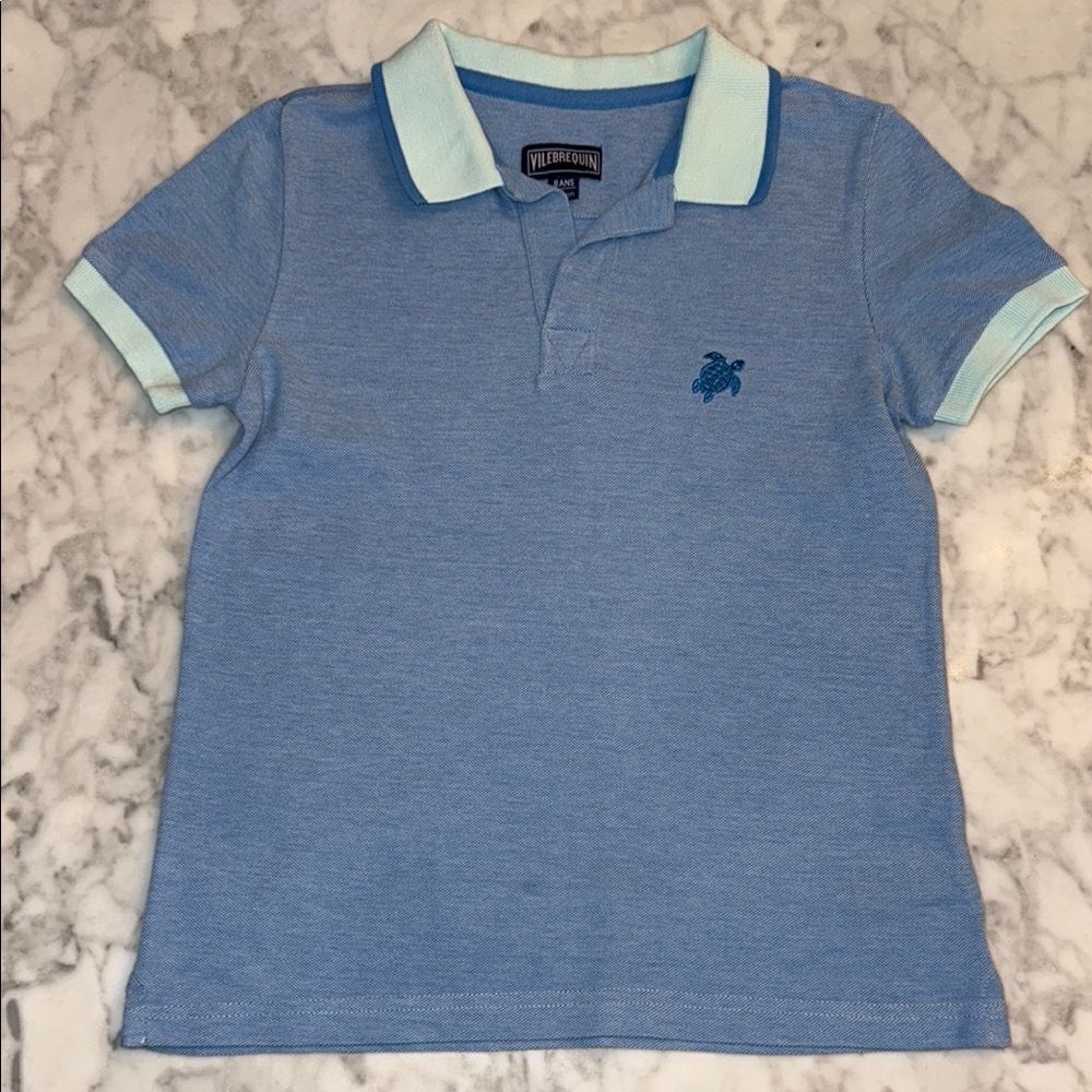 VILEBREQUIN BOYS ORGANIC COTTON TWO TONE BLUE POLO 8